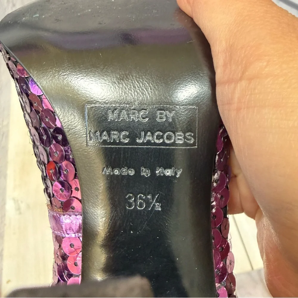 Marc By Marc Jacobs Elegant Purple Sequin Women's Heels Size 36.5 - Picture 8 of 8
